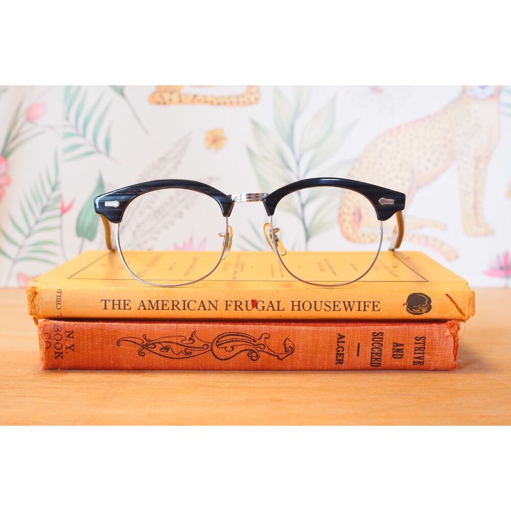 Vintage 1960s SRO Style Rite Optical Eyeglass 12k GF Charcoal Dobbs 48-20